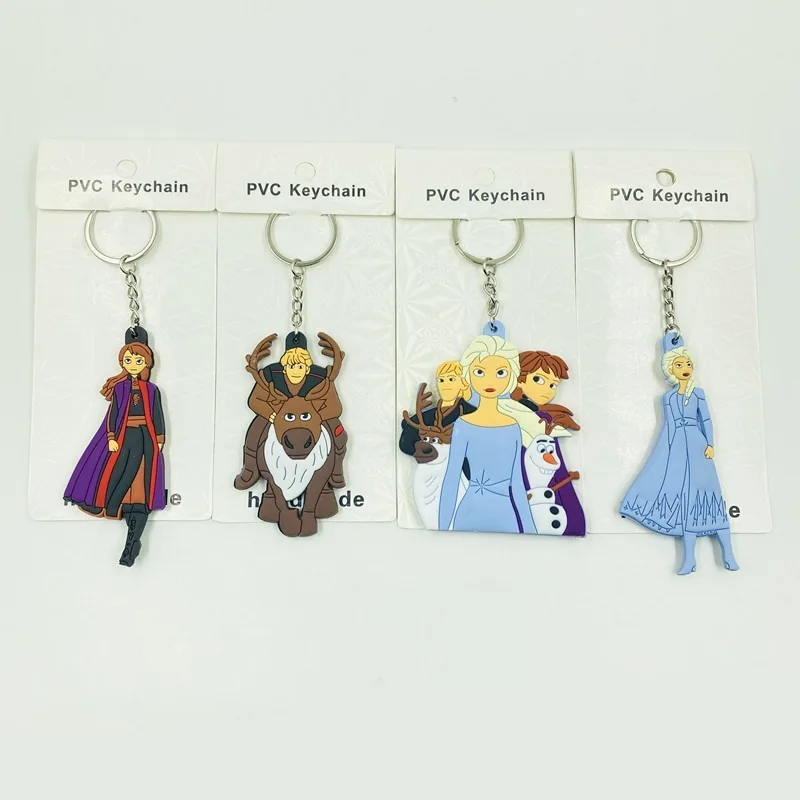 

4PCS Fever 2 Elsa Anna Keychain Action Figure for 3D Keychain Key Ring Gift Kids Toys