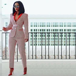 Fashionable Two Pieces Outfit Prom Dresses Slim Fit Womens Suits Shawl Lapel Formal Party Pants Jacket without Belt
