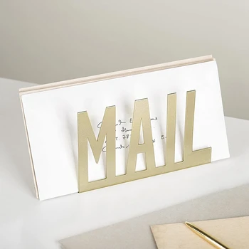 

Modern Brass-Tone Metal Cutout-Design Mail Holder