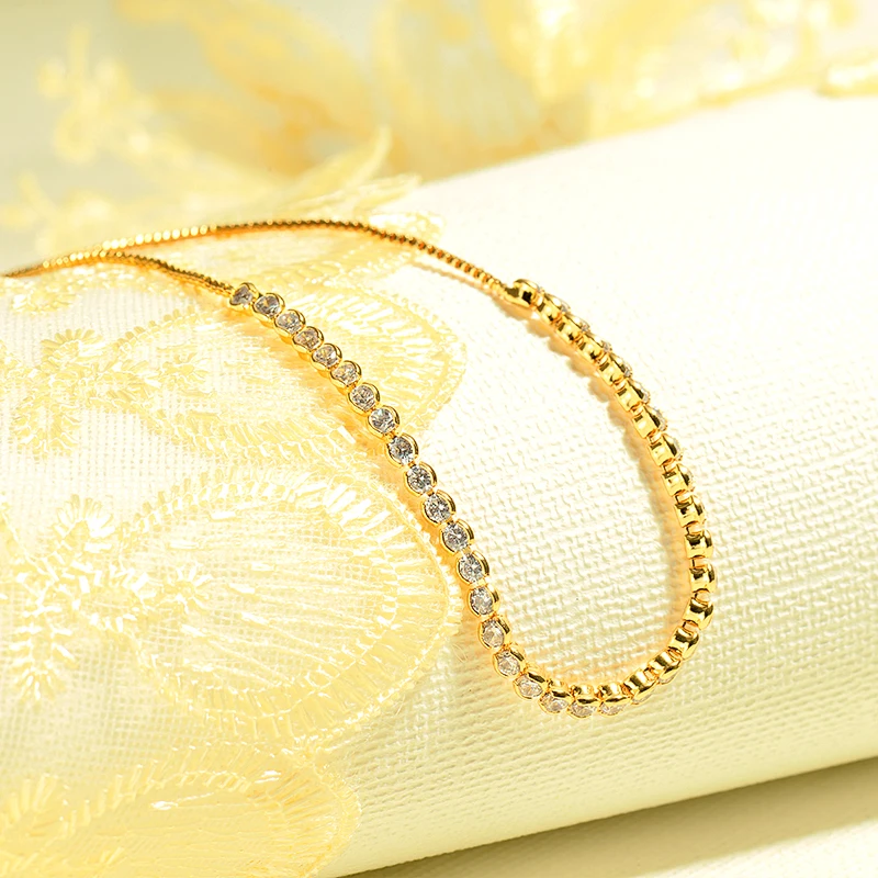 BAOYAN 3 мм маленькие радужные стразы браслет Регулируемая золотая цепочка Теннисный браслет трендовые браслеты из искусственного кристалла для женщин