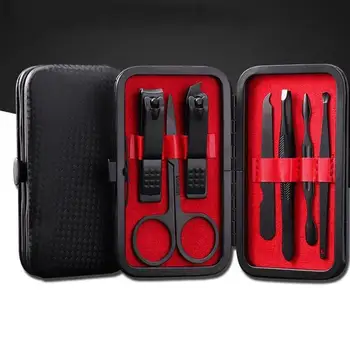 

7pcs/set Black Stainless Steel Nail Clipper Trimmer Ear Pick Kit Manicure Set Pedicure Toe Nail Art Tools Set Kits