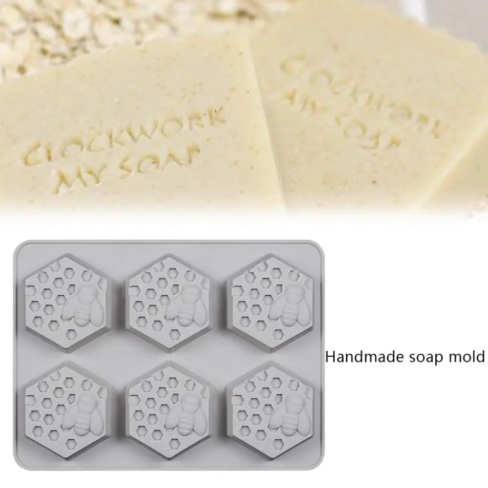 6 Holes Non-Toxic Soft DIY Silicone Soap Mold for Handmade Soap Making Forms 3D Mould Soaps Molds Fun Gifts