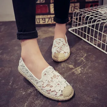 

Adisputent Lace Hollow Out Women Shoes Platform Casual Shoes Lady Breathable Thick Bottom Espadrilles zapatos Flats Footwear