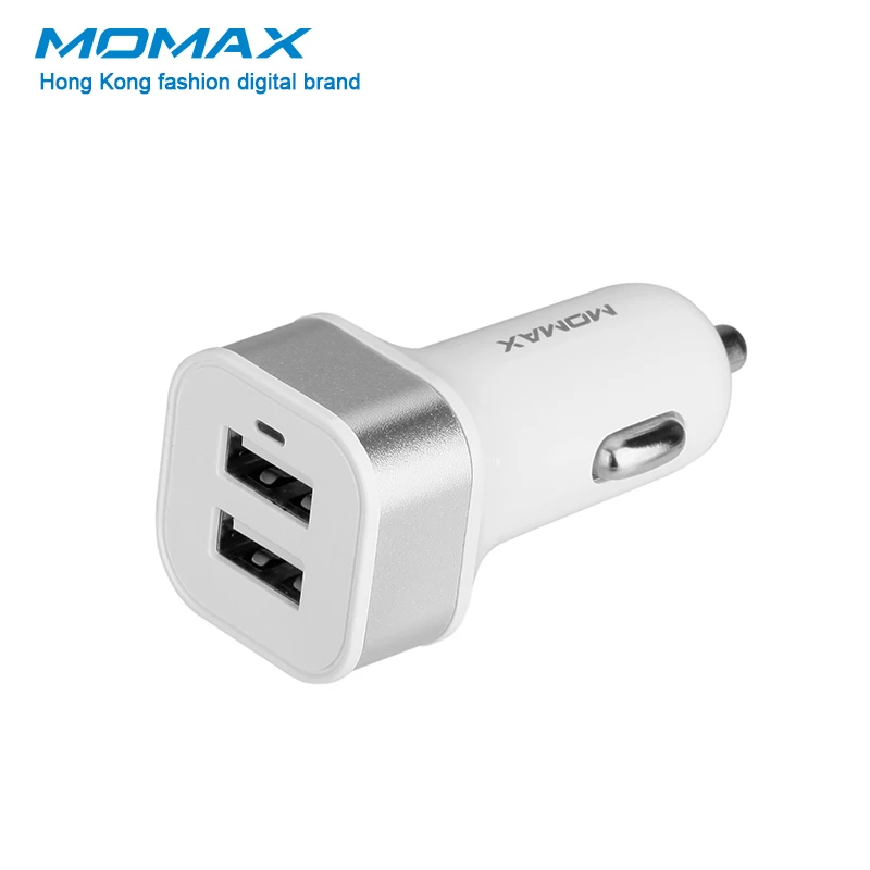 Momax UC7 автомобильное зарядное устройство(2USB 5 V/2.4A), очень легкие, модные интеллигентая(ый) цепи АБС-пластик+ алюминиевыйсплав светодиодный свет модели в целом