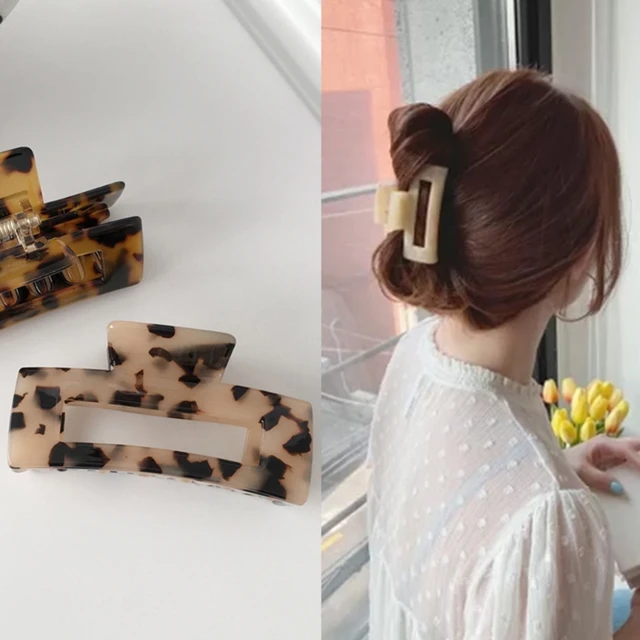 Pinces à cheveux en acétate de Cellulose pour femmes et filles, style  coréen, rectangles, en coquille de tortue ajourée, Barrettes à banane, 2021  | AliExpress