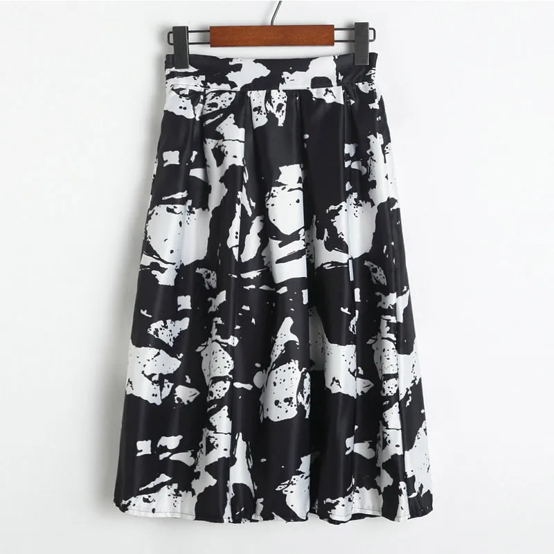 Модная Новая Летняя женская юбка винтажная Цветочная Печать Высокая талия вечернее платье в складку Скейтер юбки JS26