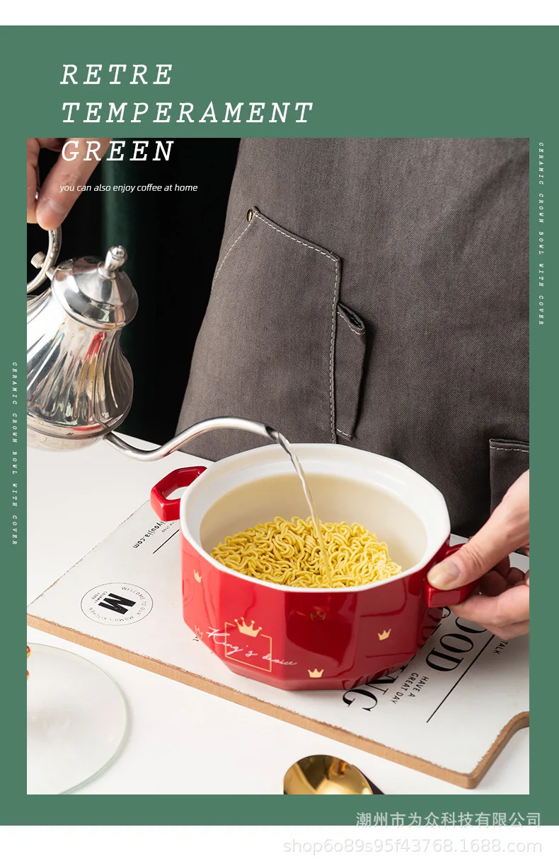 Cute Nordic Noodle Bowl Ceramic Covered 8 Cute Nordic Noodle Bowl Ceramic Covered