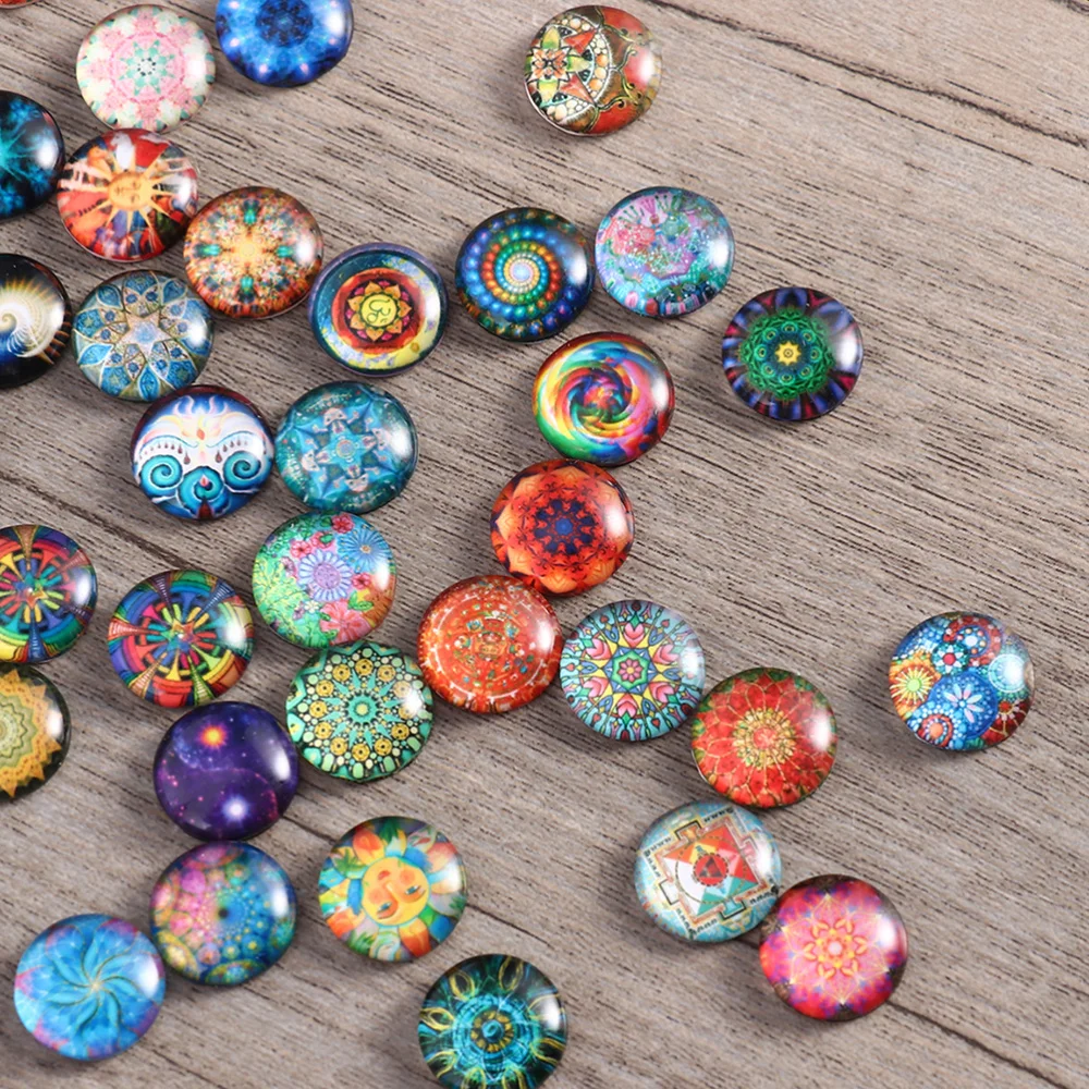 40/50/70/100Pcs 10/12/14/15mm Colorful Mixed Round Mosaic Tiles for Crafts  Glass Mosaic Supplies for Jewelry Making