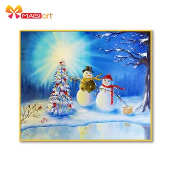 

Cross stitch kits Embroidery needlework sets 11CT water soluble canvas patterns 14CT Full Christmas tree Snowman lovers NCMC094