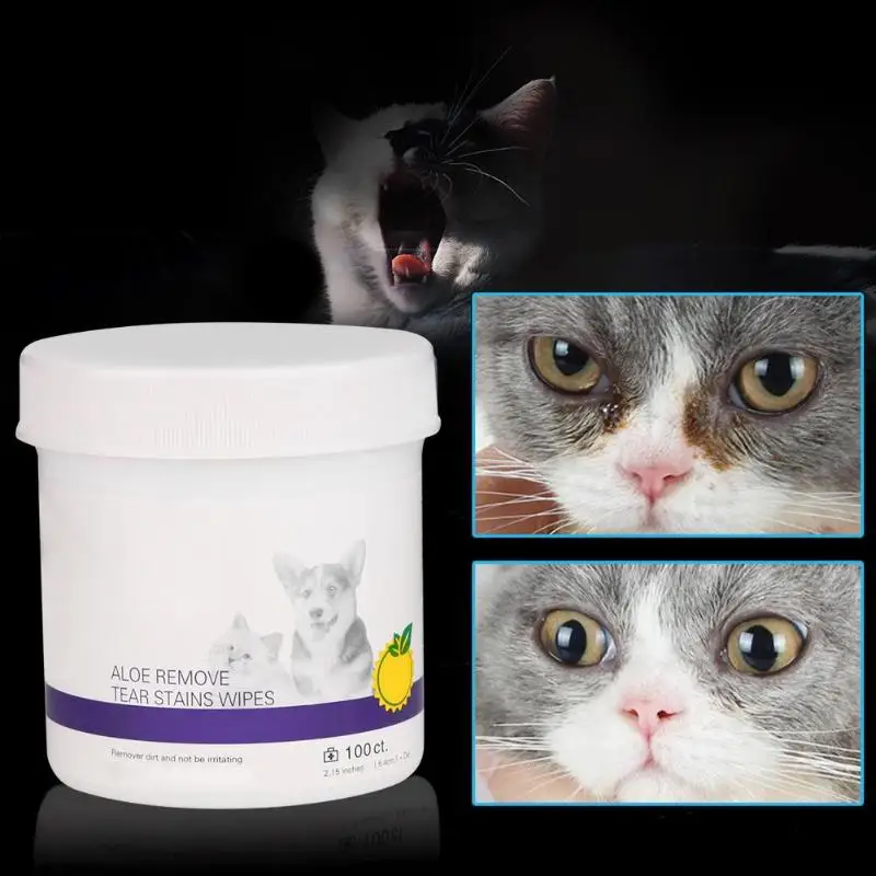 100Pcs Pet Cleaning Wipes Eye Wet Dog Cat Grooming Tear Stain Remover Clean Towel | Дом и сад