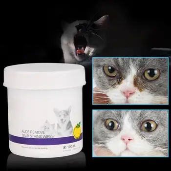 

100pcs Pet Eye Wet Wipes Cat Dog Tear Stain Remover Cleaning Paper Towels