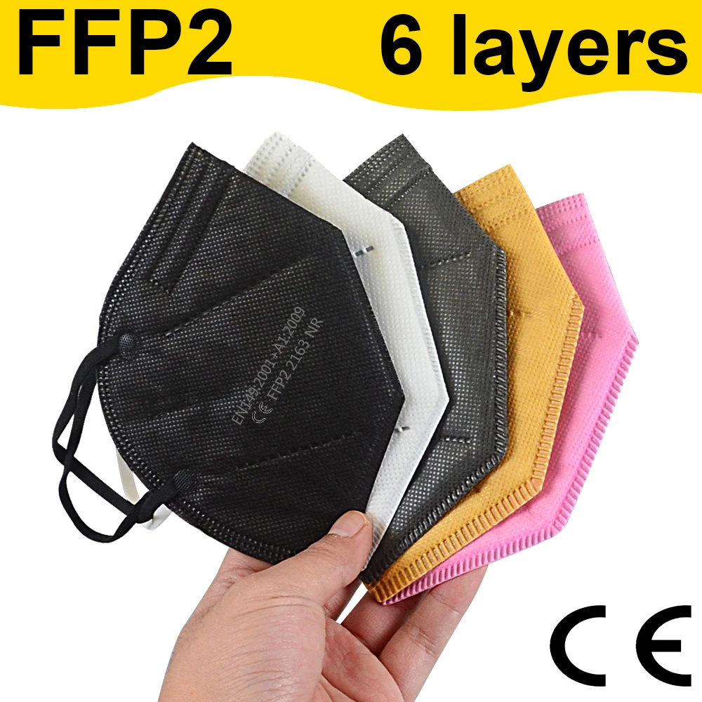 Multicolor Adult 6 Layer maske CE FFP2 Mascarilla Respirator CE fpp2 Face Mask Filter Masks Mouth protect Dustproof Breathable