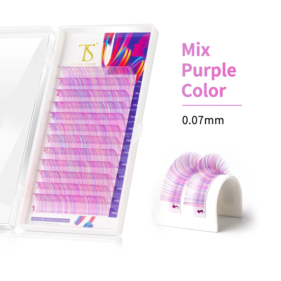 NEWCOME 12 Lines Ombre Multi Colorful Eyelash Extension Soft Natural Beauty Silk Eye Lashes False Mink Makeup Graft Cilios