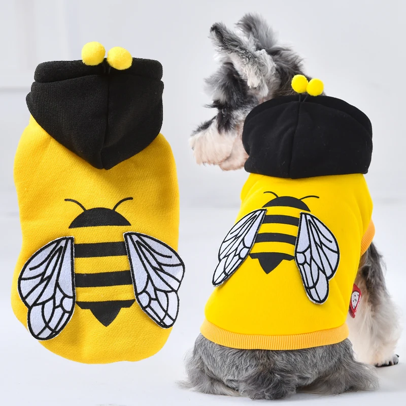 Желтая одежда для собак пчелы в форме маленьких щенков холлоуин Толстовка пальто для Pe Французский бульдог терьер xs-xxl два фута кошка одежда
