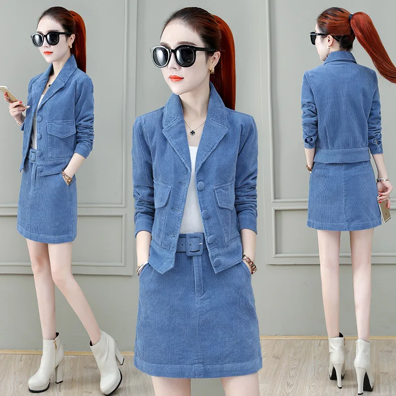 

Corduroy Suit Jacket Women's 2019 Autumn New Style Graceful Fashion Elegant by Age Suit Set Western Style
