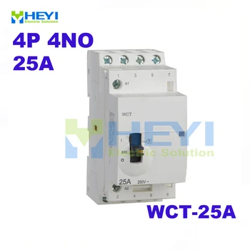 

heyi WCT-25A miniature household contactor 4Pole 4NO 220VAC 50Hz din rail mini contactor manual control
