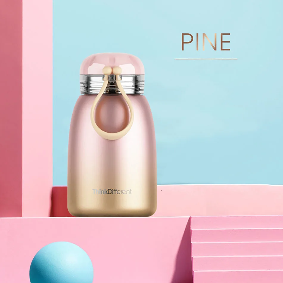 Gradient Color Belly Stainless Steel Thermos Water Bottle Portable Cute Color Girl's Tumbler Thermo Cup