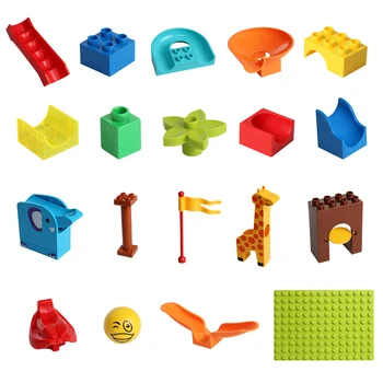 

Classic Big Size Building Block DIY Brick Parts Compatible Duploed Assembly Blocks Bricks Slide Parts Accessories Race Run Balls