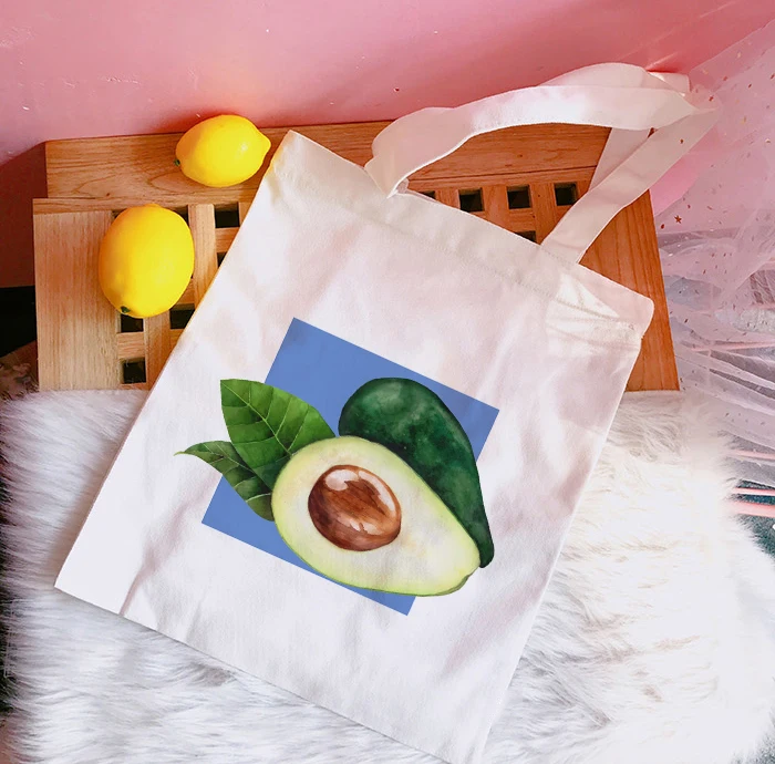 Холщовая Сумка-тоут с принтом авокадо, Женская Холщовая Сумка через плечо, Большая вместительная сумка для покупок, женская сумочка для покупок