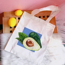 Холщовая Сумка-тоут с принтом авокадо, Женская Холщовая Сумка через плечо, Большая вместительная сумка для покупок, женская сумочка для покупок