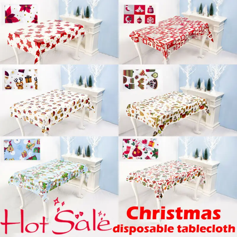 

High Quality Rectangle Oilproof Christmas Disposable Tablecloth Waterproof Antifouling Holiday Banquet Xmas Decor