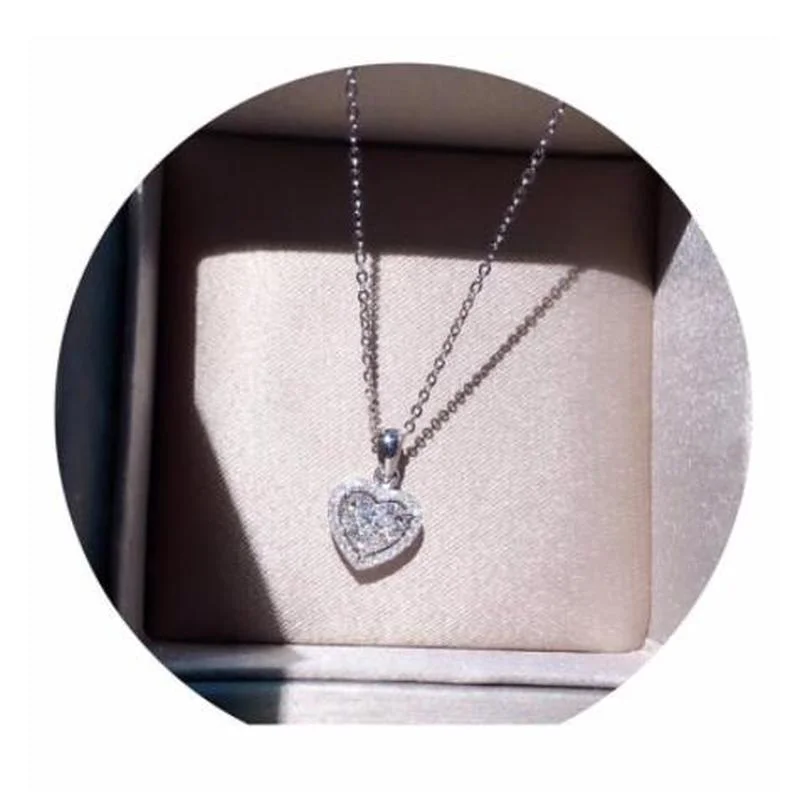 Heart Shape 3ct Moissanite Diamond Pendant 925 Sterling Silver Charm Necklace For Women