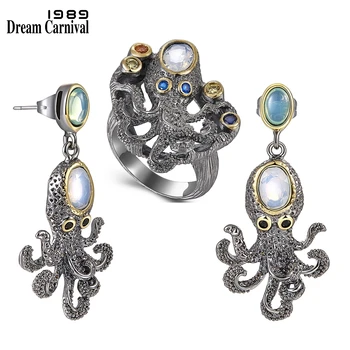 

DreamCarnival1989 Super! New Arrived Funny Rings + Earrings Cute Best Party Jewelry Simulated Opal Stones ER3875S2