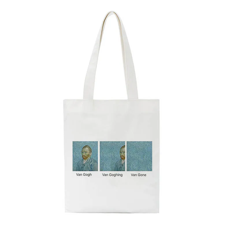 Лето Ван Гог повседневный мультфильм Письмо Печать Забавный Harajuku Винтаж холст женские ins модные сумки на плечо
