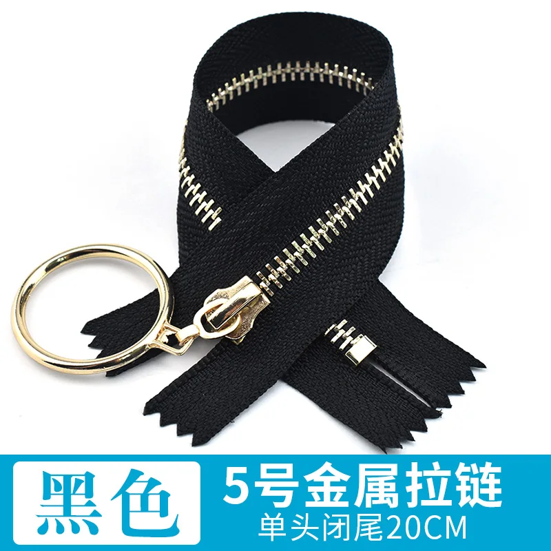 black 5#20 см 40 см открытый тип автоматический замок Платиновое Покрытие металлическая молния большое кольцо молния для одежды юбка обувь карман одежда - Цвет: black