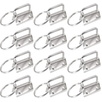 

SHGO HOT-45Pcs Silver 1 Inch Key Fob Hardware with Key Rings Sets, Perfect for Bag Wristlets with Fabric/Ribbon/Webbing
