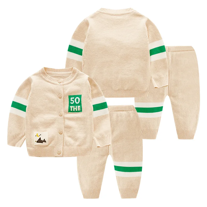 

British Style Infant Baby Sweaters Sets 2pcs Cardigan Knitting Outfits Suits Autumn Winter Warm Newborn Baby Clothing Z607