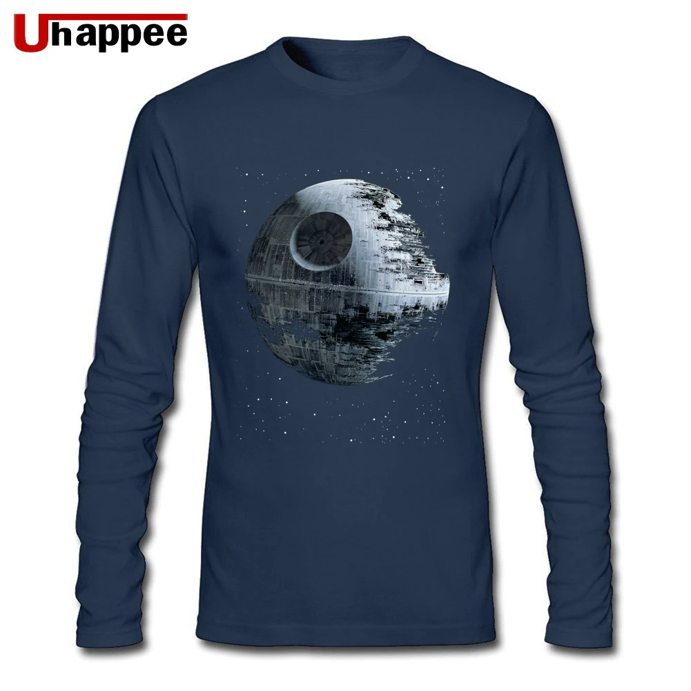 Мужская футболка с длинным рукавом на заказ, Осенний хлопок, плюс размер, базовый топ, футболки, американская звезда смерти, футболка для мужчин, подарок на День Благодарения - Цвет: Navy
