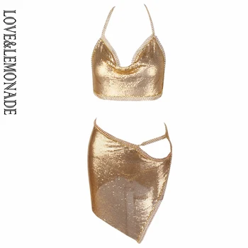 

LOVE & LEMONADE Gold Cut Out Metal Material Two-Pieces Sets LM0129