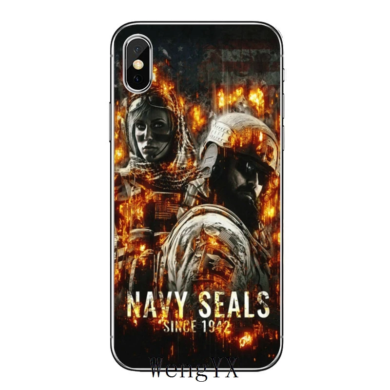 Для iPhone 11 pro XR X XS Max 8 7 6s plus SE 5s 5c iPod Touch 5 6 Чехол темно-синие уплотнения - Цвет: Navy-Seals-A-06
