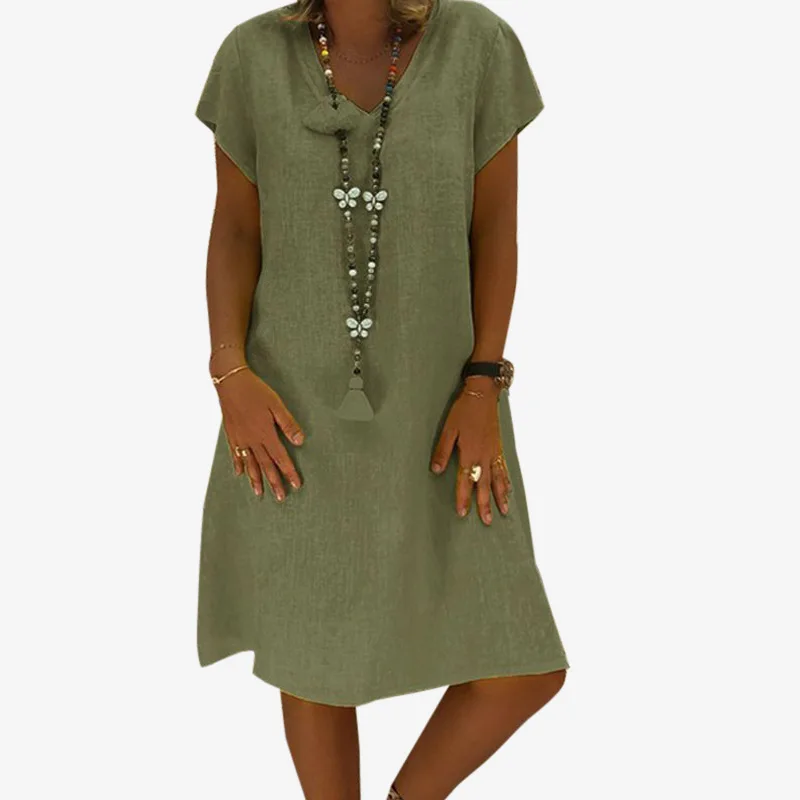 

Summer New Women Multicolor Dress Solid Color Short-