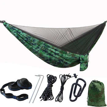 

Portable Camping Hammock With Mosquito Net Outdoor Hiking Hammock Tent Swing R9JC
