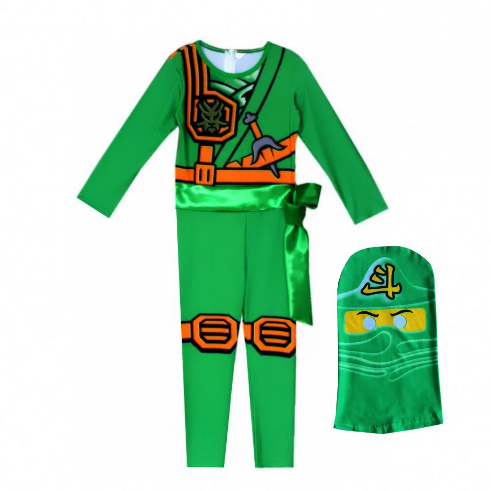 Костюм ninjago для детей; праздничная одежда на день рождения для мальчиков и девочек; маскарадные костюмы ниндзя; Детский комбинезон; Детский костюм