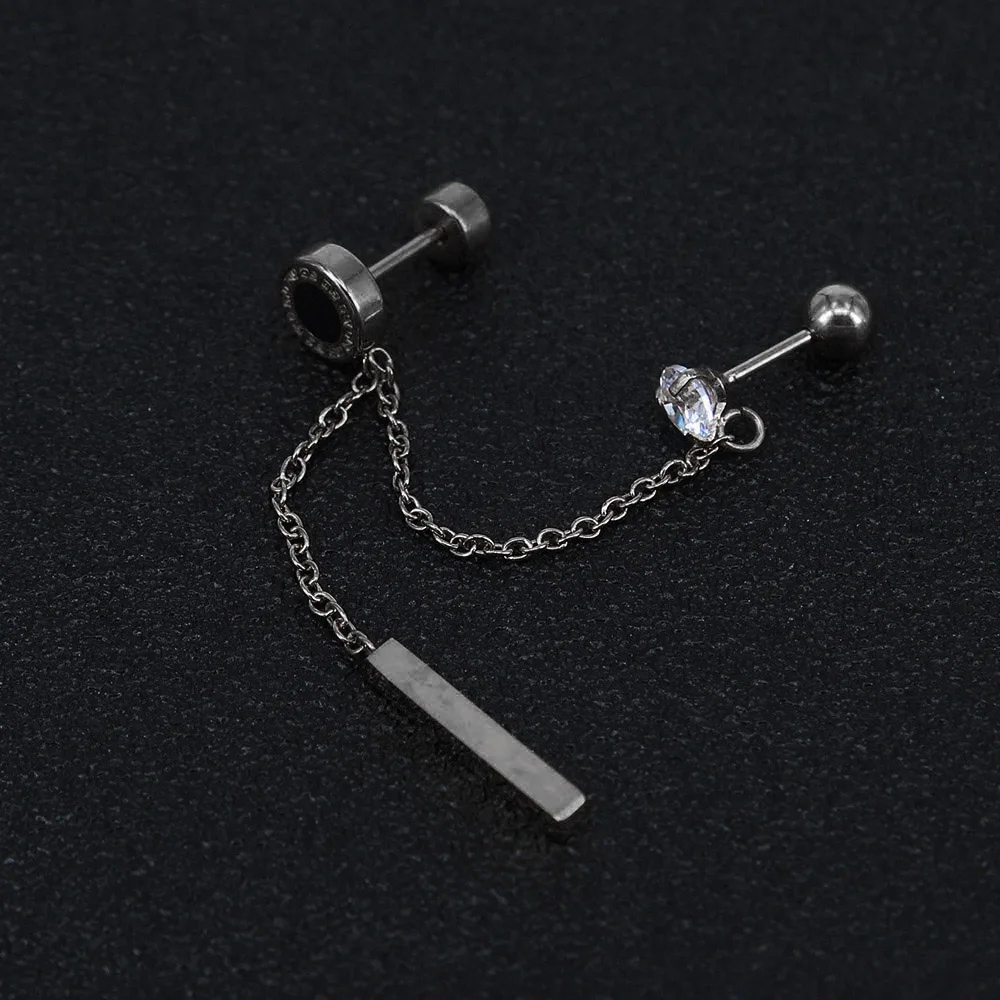 1PC 1 шт., мини круглые серьги-гвоздики со стразами, серьги из нержавеющей стали с винтовыми шариками, женские серьги с кисточкой, серьги для пирсинга, ювелирные изделия - Окраска металла: 1PC