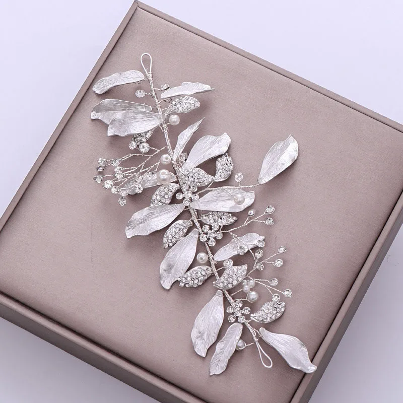 SILVER ACRDDK головной убор со стразами серебряный цветочный лист кристалл Выпускной вечерние свадебные волосы лоза свадебные аксессуары для волос - Окраска металла: SILVER