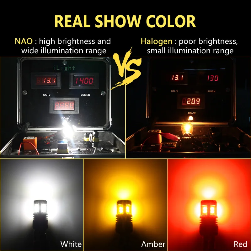 NAO T20 светодиодный 7440 лампочка красный W21W светильник лампы для авто тормоза поворота Янтарный Белый 12 в 14 шт. 3020 SMD чип Автомобильный светодиодный фонарь DRL супер яркий