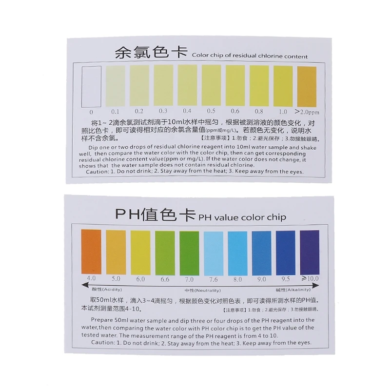 Практичный pH A2O воды pH OTO двойной тест комплект с тестовой картой для 100-125 тест s