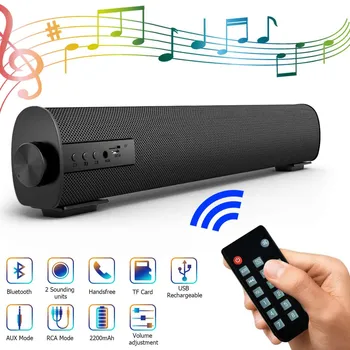 

10W Wireless Bluetooth Sound Bar Portable Speaker Home Theater Built-in Subwoofer with Remote Control TV Tablet