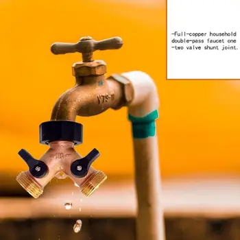 

Copper 2 Way Water Tap Splitter Brass Y Valve Garden Hose Connector Adapter