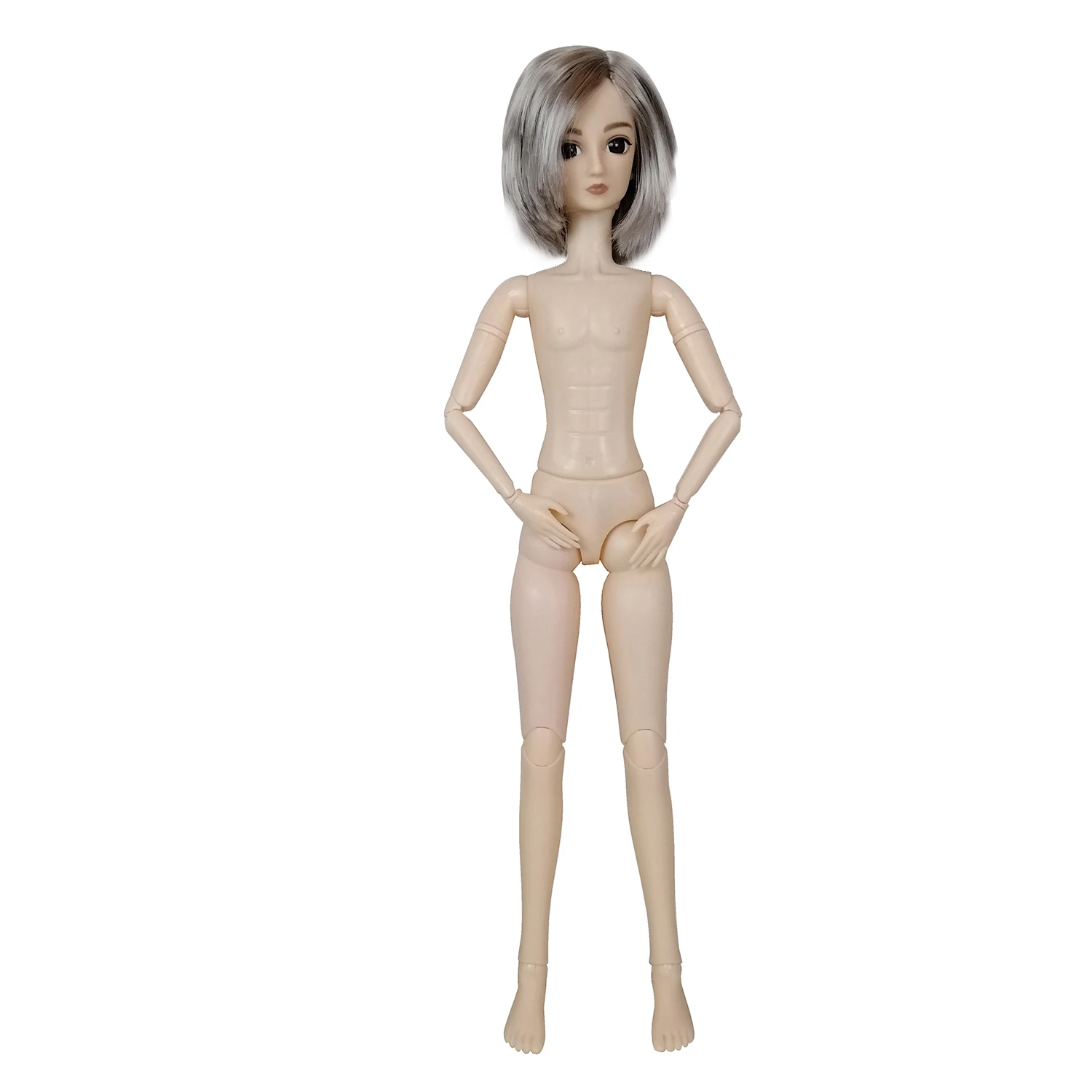 EVA BJD 1/3 62 см 24,5 дюймов кукла макияж с париком мужской мальчик игрушка мяч шарнирная пластиковая модель практика подарок голая кукла DA014 - Цвет: Grey short hair