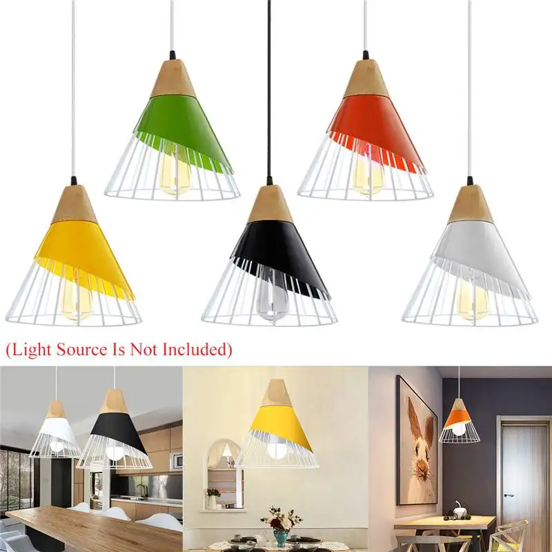 

Nordic LED Pendant Lights Dining Room Pendant Lamp Modern Colorful Restaurant Kitchen Coffee Bedroom Loft Hanglamp Wood E27