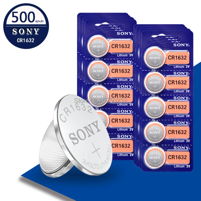 500 ПК SONY cr1632 3v батарея таблеточного типа BR1632 ECR1632 DL1632 KCR1632 LM1632 KL16324pc cr1632 3v кнопочная ячейка монета батареи