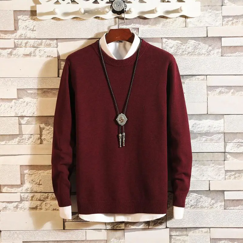 18 цветов кашемировые свитера мужские пуловеры осенне-зимняя одежда hombre pull homme hiver man свитера trui heren roupas мужской свитер - Цвет: Red wine