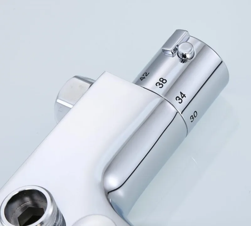 Латунный хромированный термостатический кран смеситель значение настенный двойной ручкой Ванная ванна смеситель для душа смеситель холодной и горячей воды краны