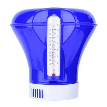 

8 Inch Swimming Pool Floating Chemical Chlorine Tablet Dispenser Feeder Applicator with Thermometer Spa Hot Tub Supplies