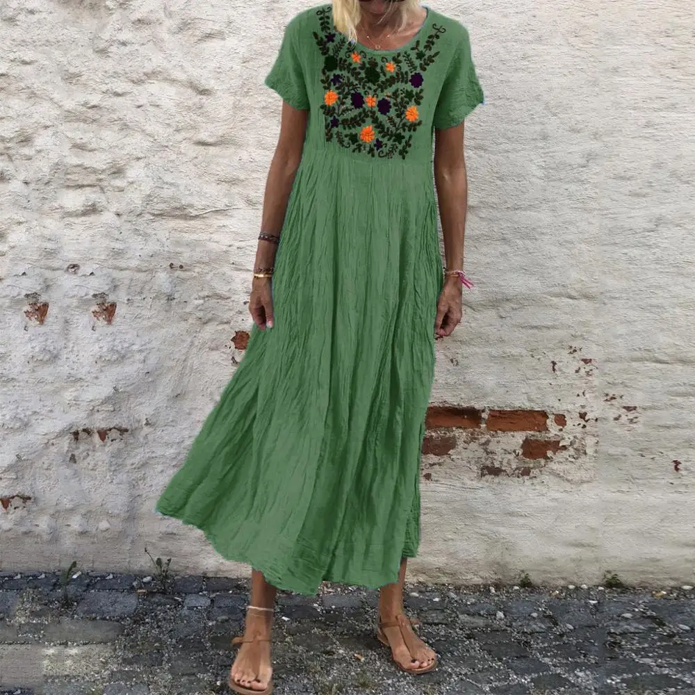 Женское платье макси в стиле бохо свободное льняное без рукавов винтажные летние